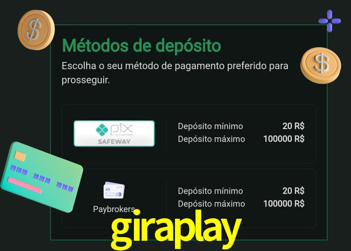 O cassino giraplay oferece uma grande variedade de métodos de pagamento